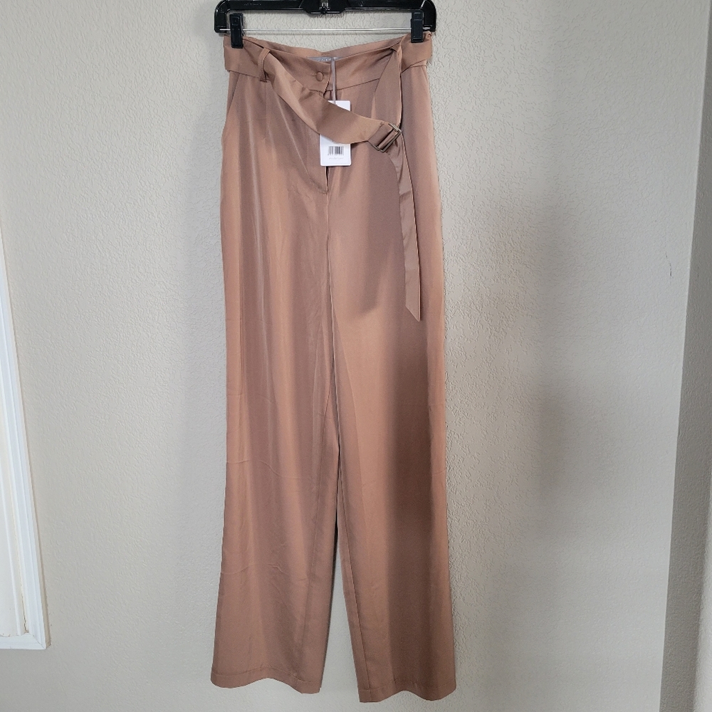 High-Waist Wide Leg Belted Pants - Brown - Picture 4 of 11